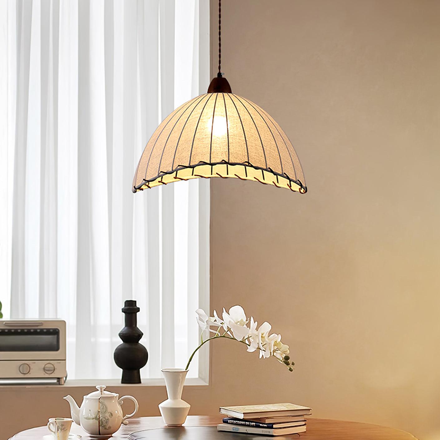Houten Hanglamp Verstelbaar LED - Janna Stof Lamp