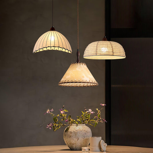 Houten Hanglamp Verstelbaar LED - Janna Stof Lamp