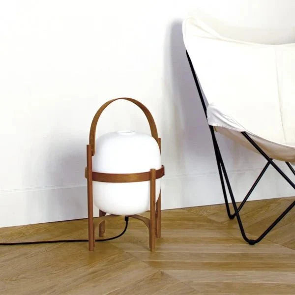 Houten Tafellamp met Opaal Glas - Albert Gezellige Lamp