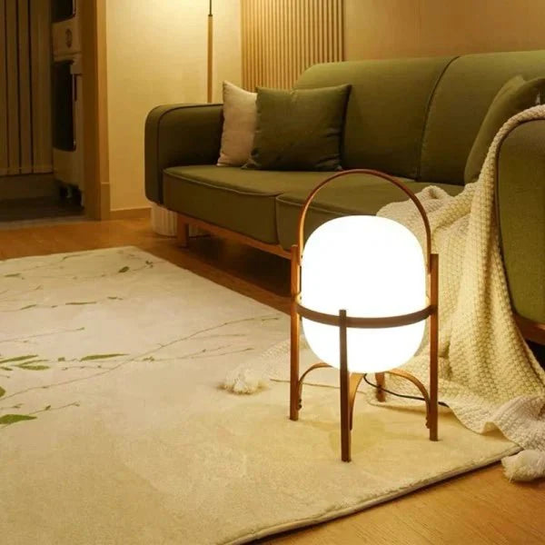 Houten Tafellamp met Opaal Glas - Albert Gezellige Lamp