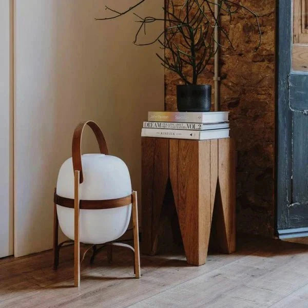 Houten Tafellamp met Opaal Glas - Albert Gezellige Lamp