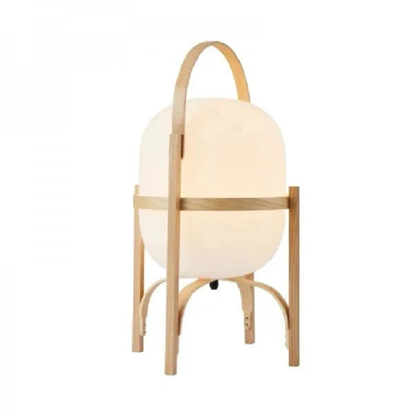 Houten Tafellamp met Opaal Glas - Albert Gezellige Lamp