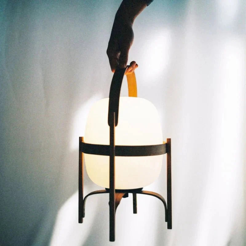Houten Tafellamp met Opaal Glas - Albert Gezellige Lamp