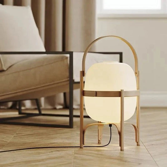 Houten Tafellamp met Opaal Glas - Albert Gezellige Lamp
