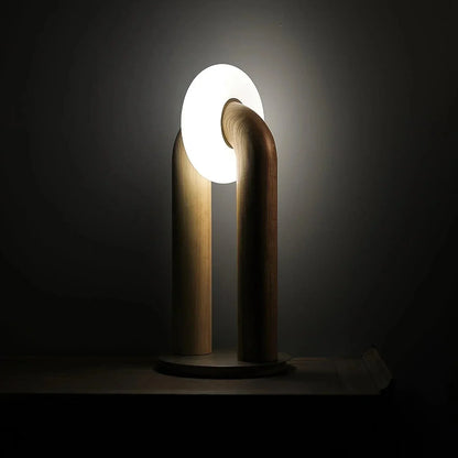Moderne Booglamp Houten Basis - Verlichting Amedeo
