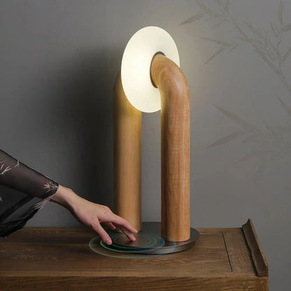 Moderne Booglamp Houten Basis - Verlichting Amedeo