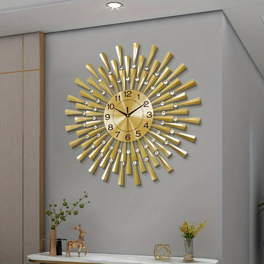 Moderne Gouden Klok Stille Werking - Excalibur Muurklok