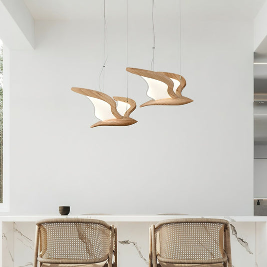 Natuurlijke Houten Kroonluchter met LED - Joost Design