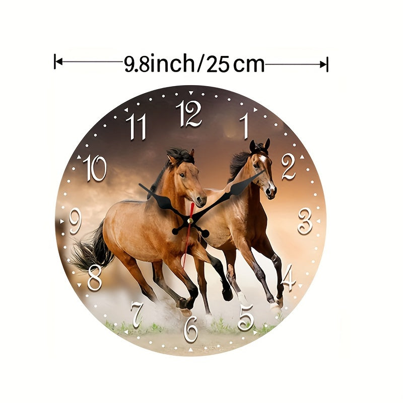 Natuurlijke Wandklok Stil Mechanisme - Paarden Design
