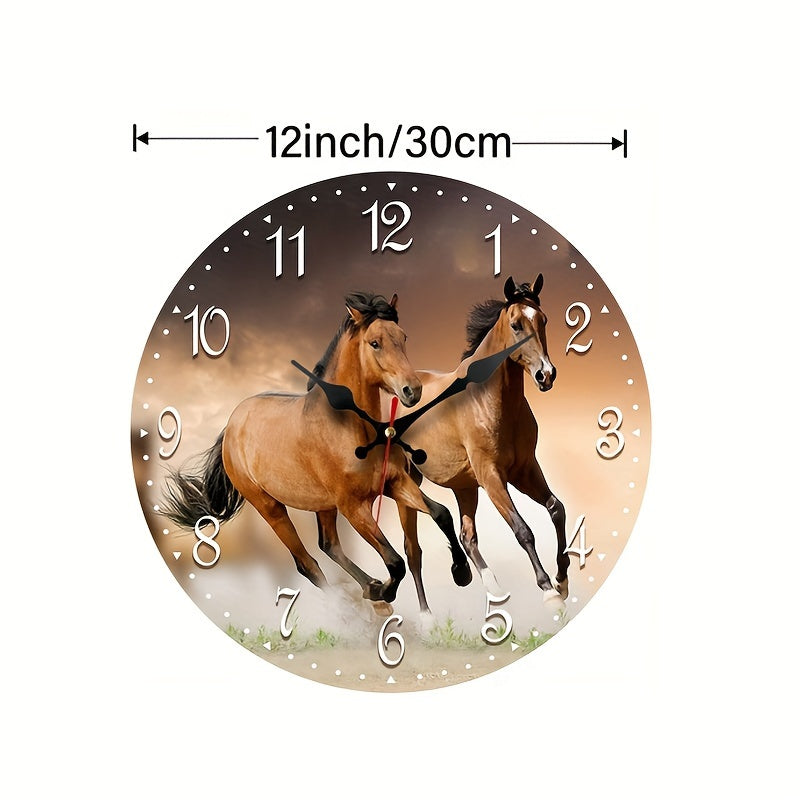 Natuurlijke Wandklok Stil Mechanisme - Paarden Design