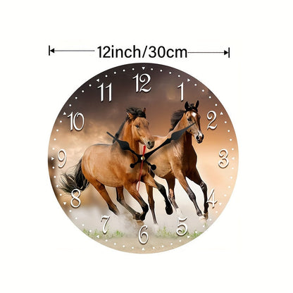 Natuurlijke Wandklok Stil Mechanisme - Paarden Design