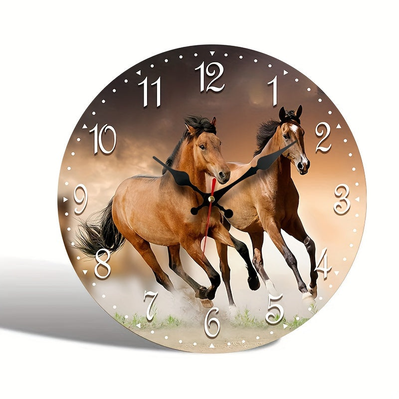 Natuurlijke Wandklok Stil Mechanisme - Paarden Design