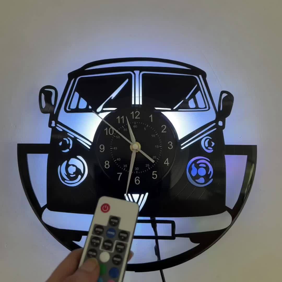 Retro Vinyl Wandklok met LED - Uniek Ontwerp Thuis