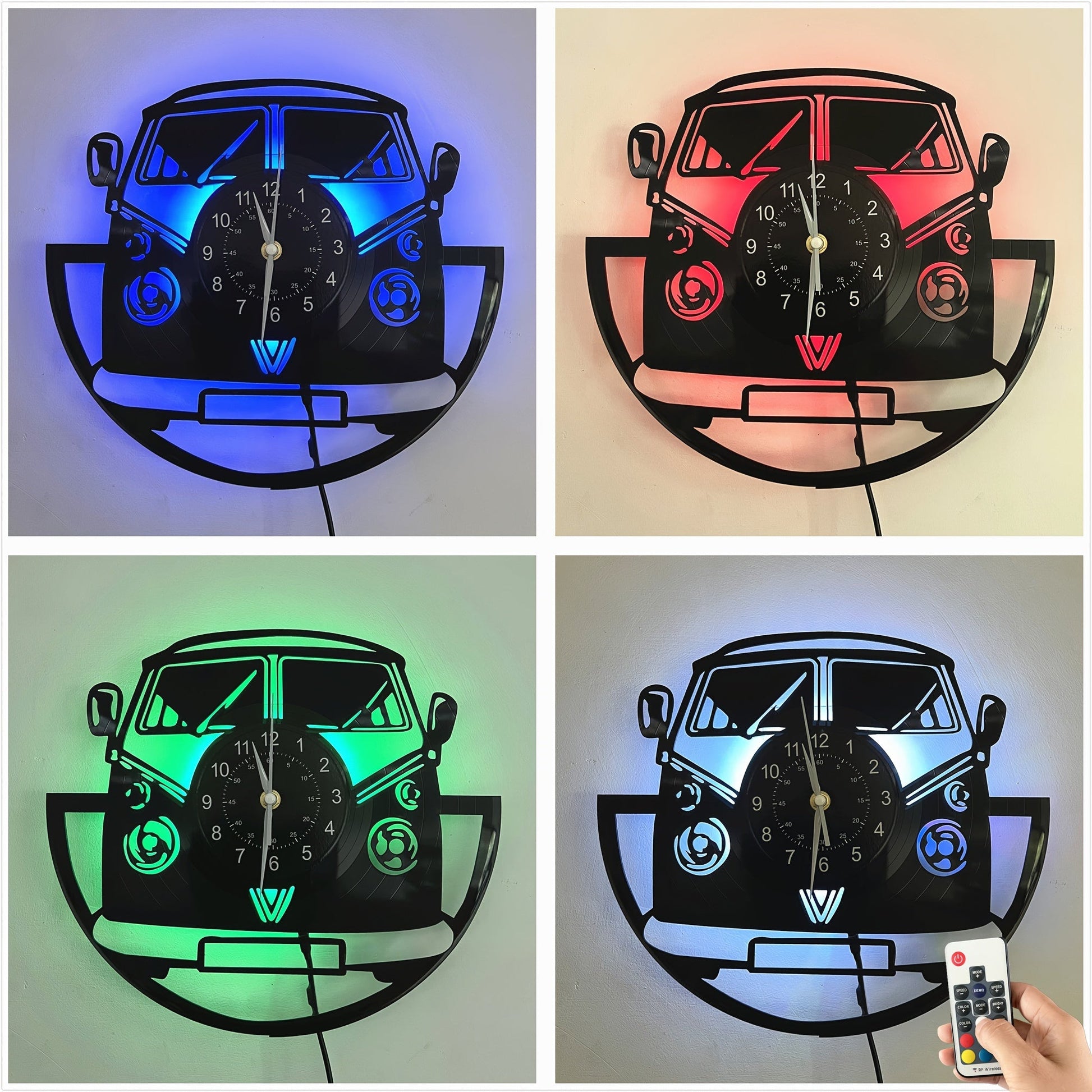 Retro Vinyl Wandklok met LED - Uniek Ontwerp Thuis