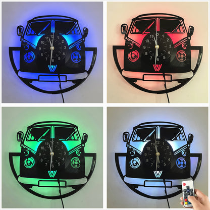 Retro Vinyl Wandklok met LED - Uniek Ontwerp Thuis