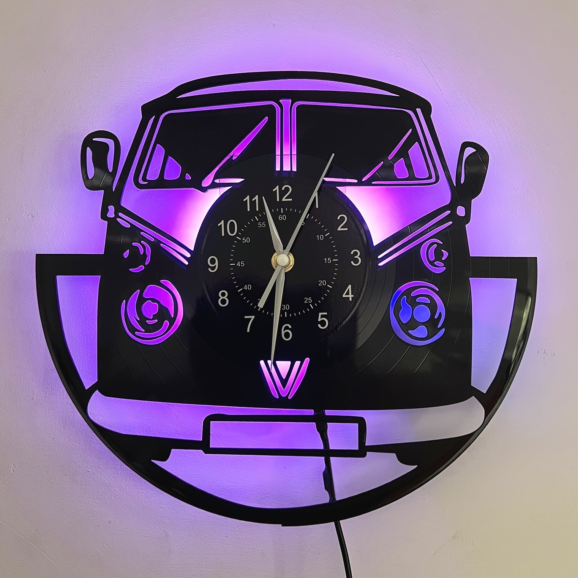 Retro Vinyl Wandklok met LED - Uniek Ontwerp Thuis