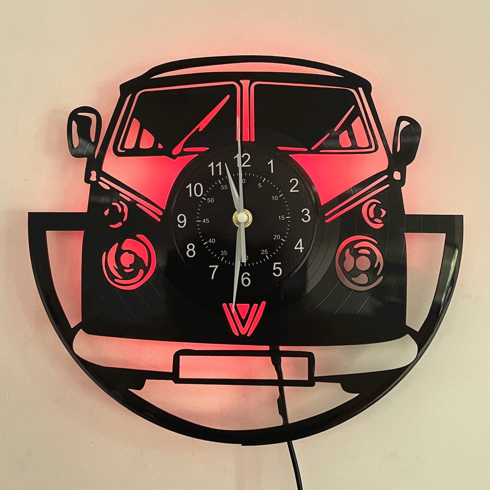 Retro Vinyl Wandklok met LED - Uniek Ontwerp Thuis
