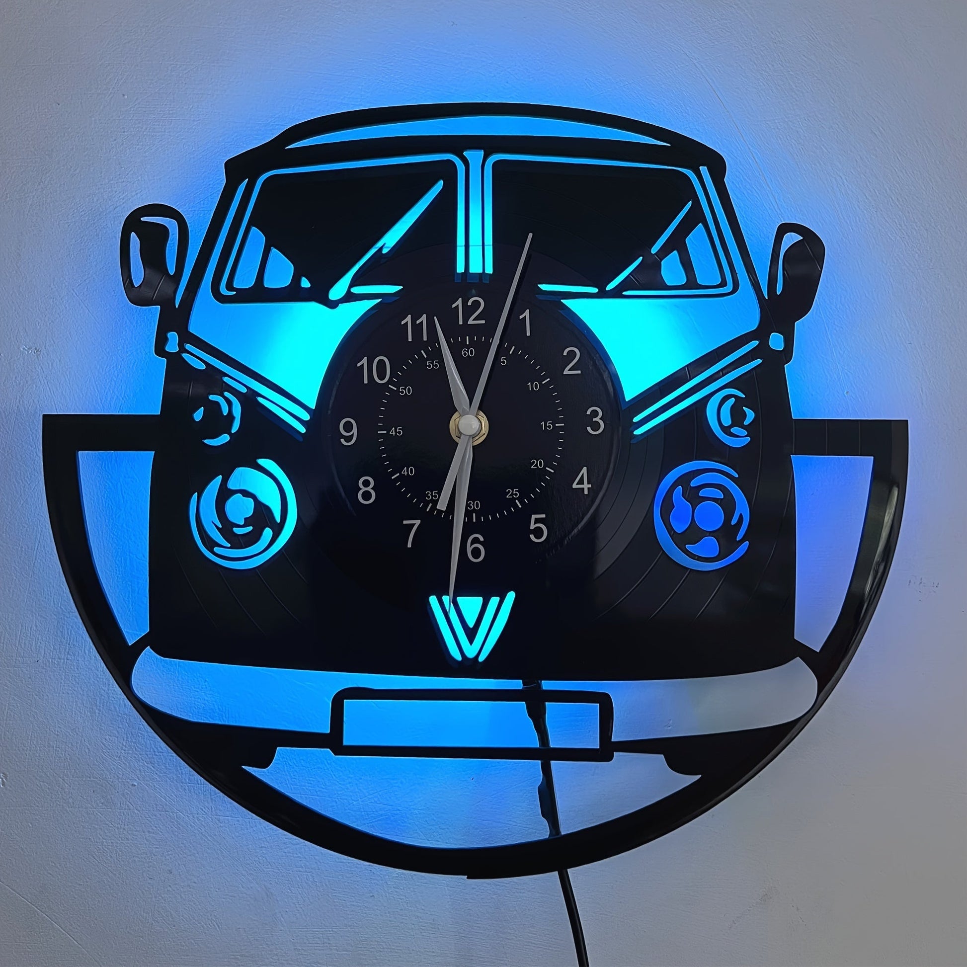 Retro Vinyl Wandklok met LED - Uniek Ontwerp Thuis