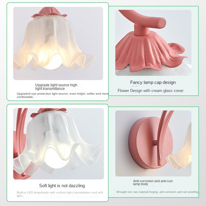 Retro Wandlamp Acryl Kap - Elegante Bloem Michela