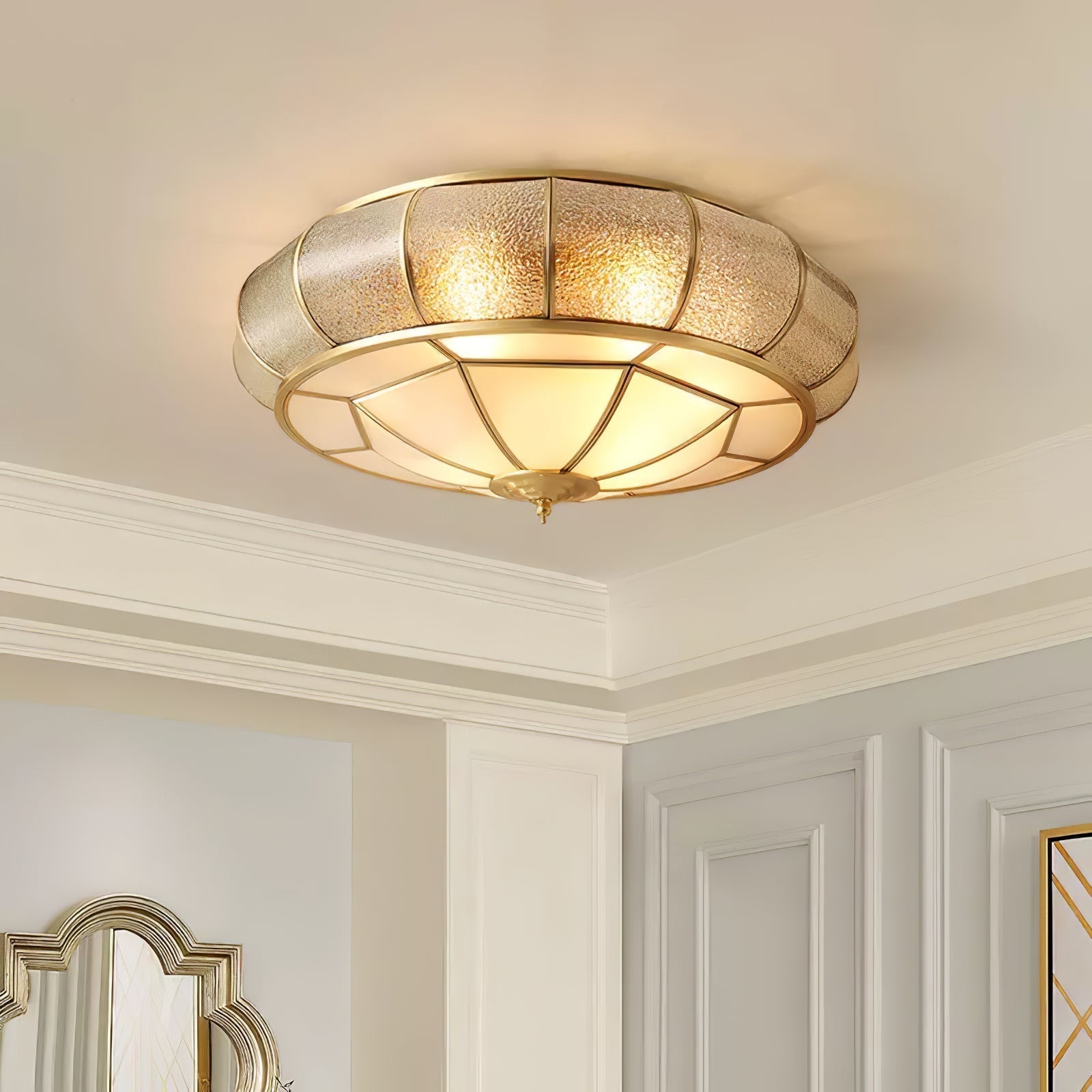 Ronde LED Plafondlamp met Structuurglas - Elegante Josiane