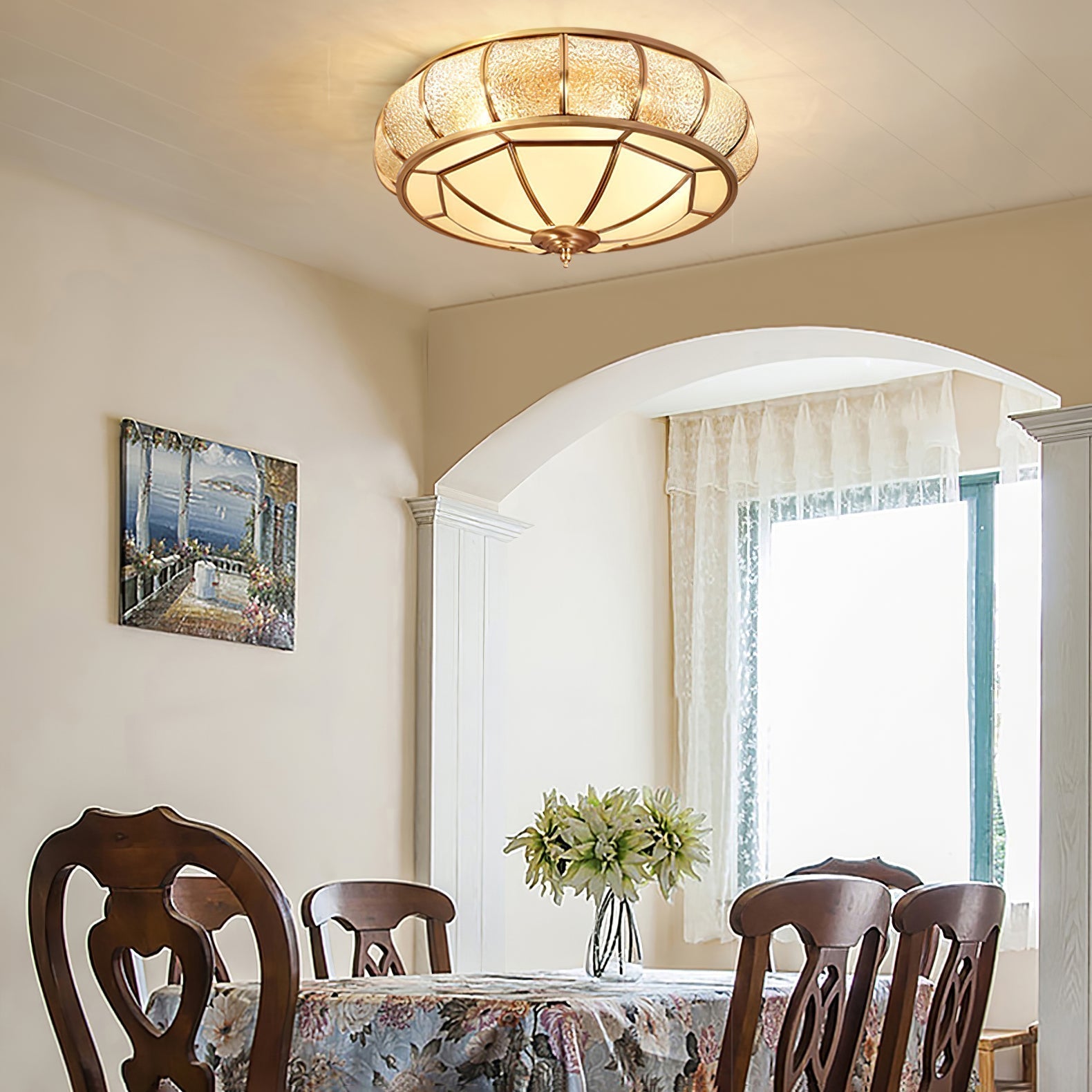 Ronde LED Plafondlamp met Structuurglas - Elegante Josiane