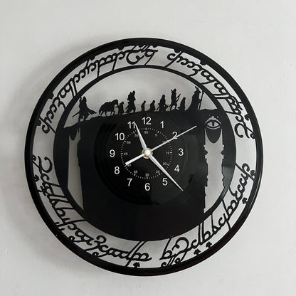 Stille Wandklok Gerecycled Vinyl - Mythisch Ontwerp Cerulean